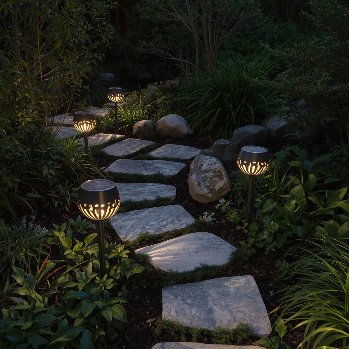 Solar-powered garden lighting